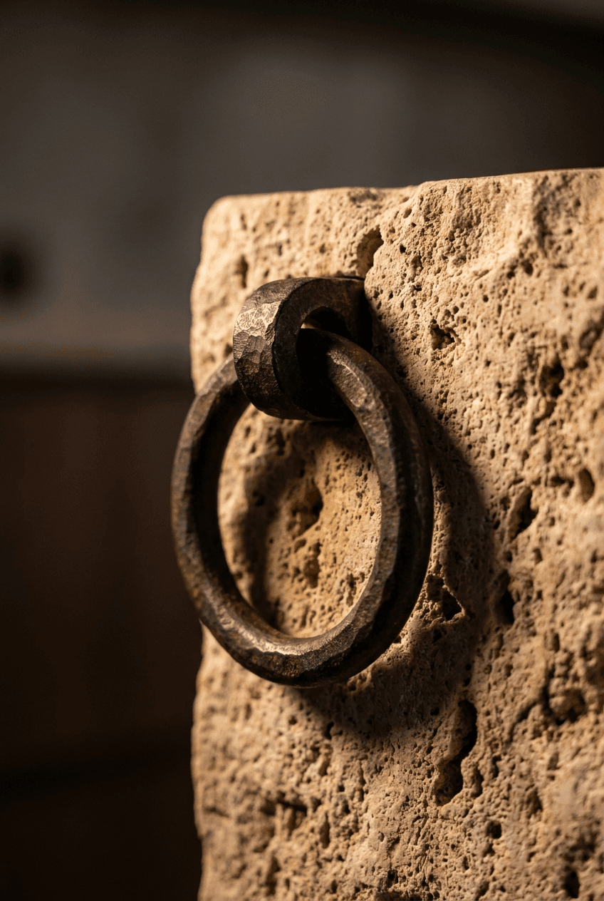 Macro detail of integrated handle less cabinet profiles and white ash grain in minimalist kitchen design